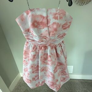 Sachin + Babi Pink and White Strapless A-line Dress